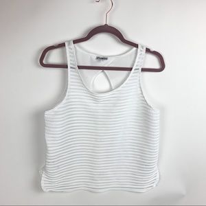 Express Open Hole Back Crop Tank, Medium, White